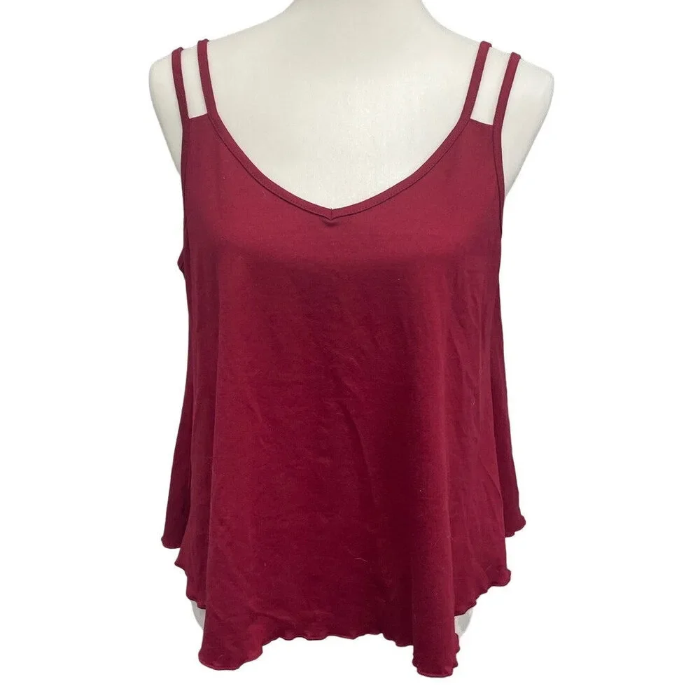 Shein Curve Womens 1X Double Strap Flowy Deep V Sleeveless Tank Top Blouse